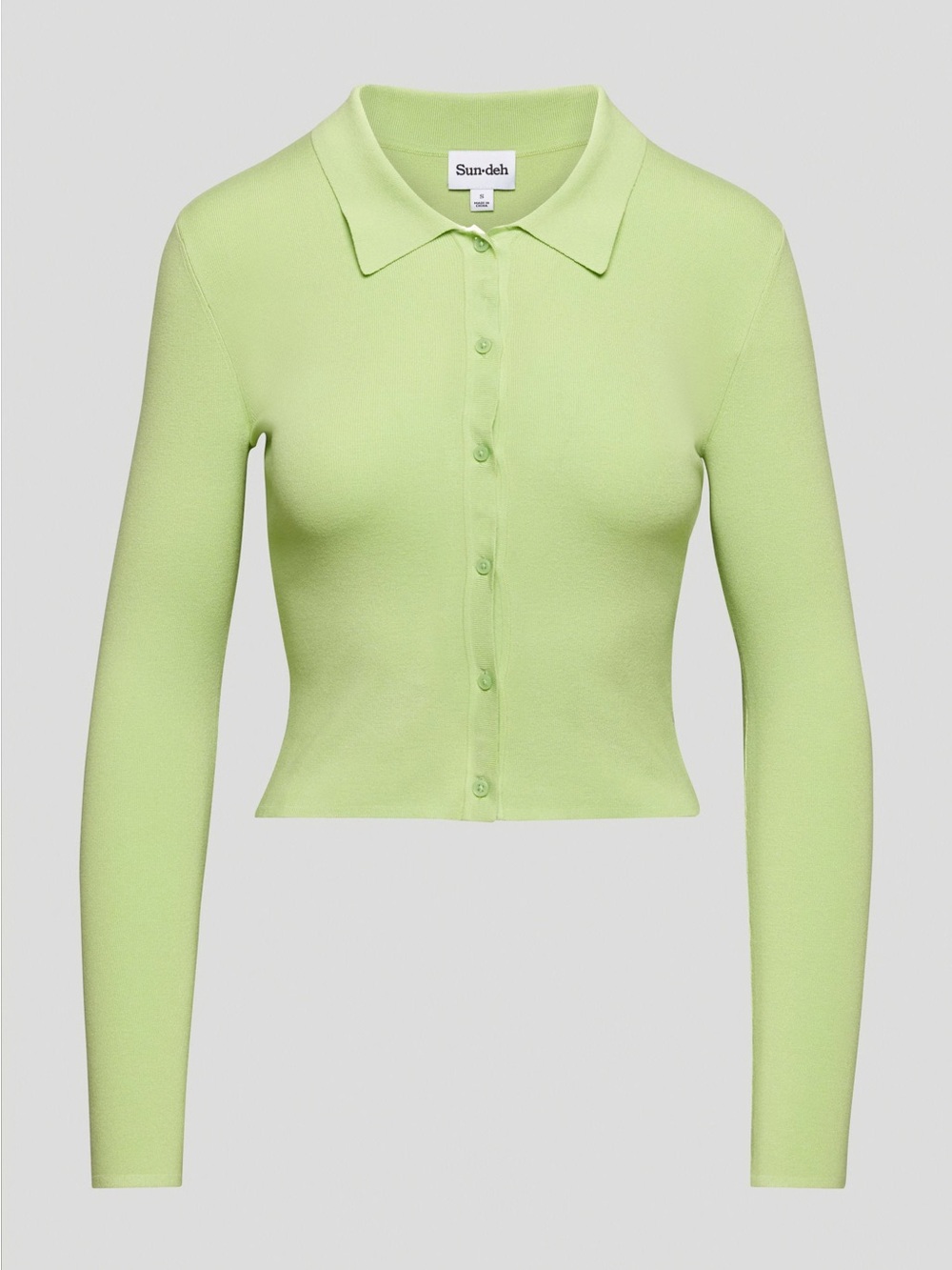 Sun-deh Light Green Button-Up Knit Cardigan